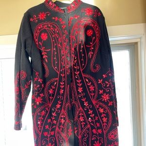 Womens red beaded coat